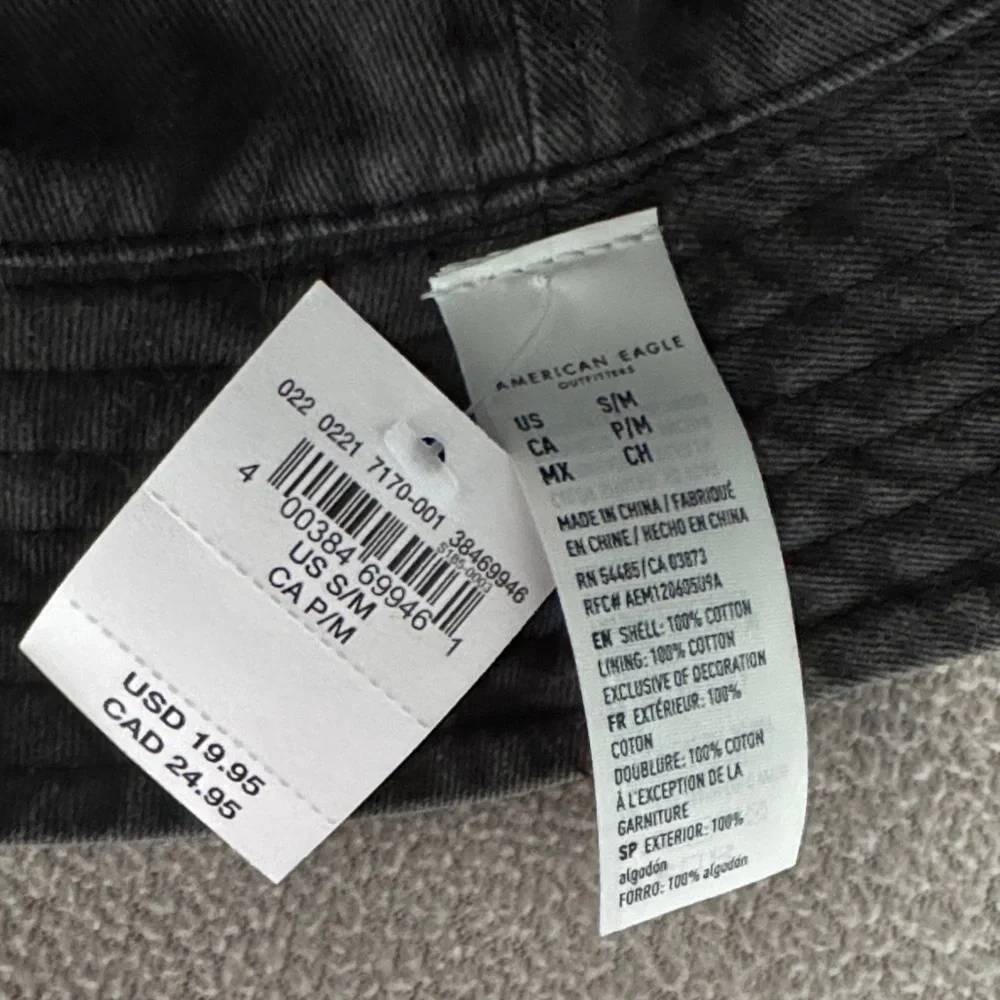 American Eagle Outfitters Black Bucket Hat with Smiley - Picture 2 of 5